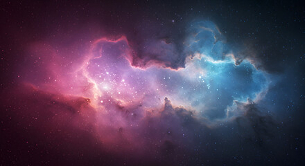 Fototapeta premium Stunning cosmic background with vibrant pink and blue nebula for space-themed presentations