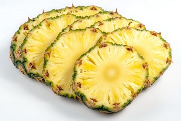 Fresh Pineapple Slices on a Light Background for Culinary Use