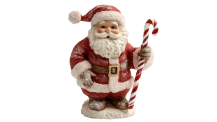 Santa figure with candy cane dcor