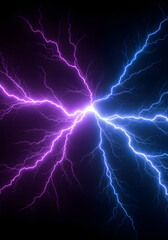Vibrant lightning background with purple and blue electric bolts for dynamic presentations