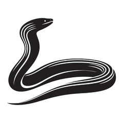 Obraz premium Bold Eel silhouette, a powerful representation of ocean creatures - Eel illustration - Minimalist Eel vector - Fish silhouette 