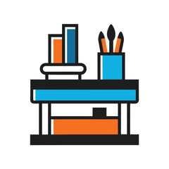 desk organizer logo design concept vector art and illustration