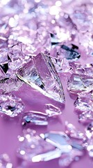   Diamonds scattered on a pink cloth against a purple backdrop