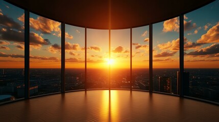Fototapeta premium Stunning sunset view from modern skyscraper.
