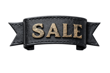 Leather sale banner with bold lettering displayed