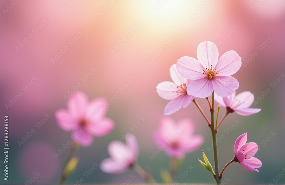 Poster soft focus photograph of a serene abstract background featuring vibrant colors and delicate spring f