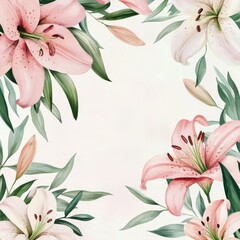 Fototapeta premium Soft Lily Blossom: An artistic arrangement of delicate lilies in full bloom, creating a soothing aesthetic