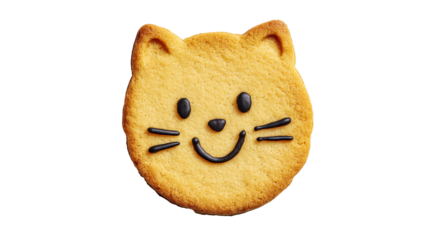 Cute cat face cookie with chocolate details
