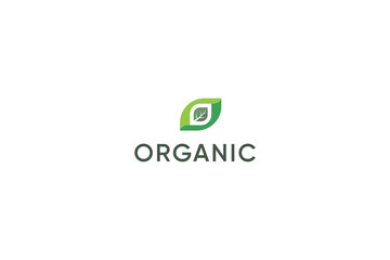 Letter O green leaf natural organic environmental logo 