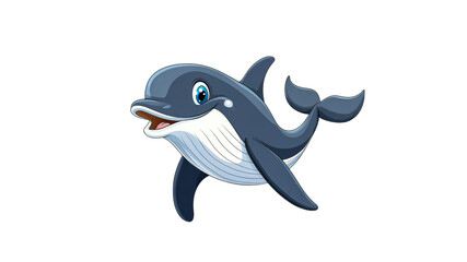Obraz premium A cheerful cartoon dolphin is swimming gracefully
