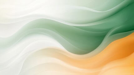 Obraz premium Soft Abstract Waves of Green, White, and Orange Colors for Background