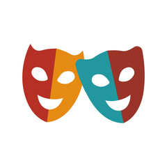 Theatrical masks with funny facial expressions