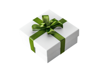 Two white gift boxes flying in the air, cut out