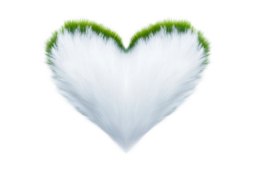 Heart shape created with white and green elements, cut out