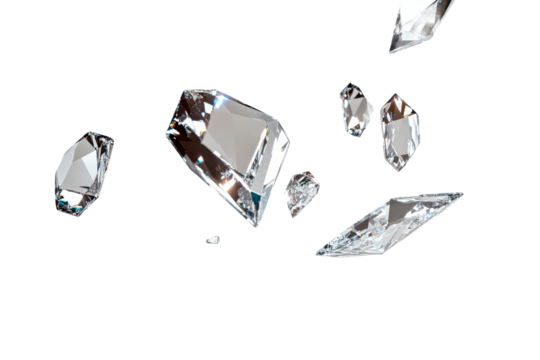 Sparkling crystals floating in white space