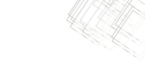 Abstract golden geometric square overlap layer lines on transparent background. Geometric white background with gray rectangle shape strokes lines pattern texture.
