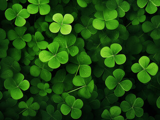 leaves background with fresh good luck clover leaves