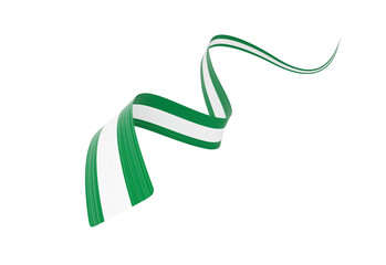 3d Flag Of Nigeria 3d Wavy Shiny Nigeria Ribbon Flag 3d Illustration