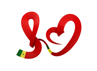 3d Flag Of Senegal Heart Shape Wavy Awareness Ribbon Flag 3d Illustration