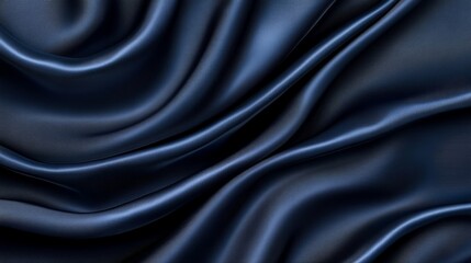 Obraz premium Elegant Dark Blue Satin Fabric with Soft Texture and Drapery