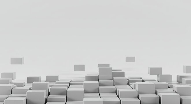 Gray cube boxes blocks background with copy space white cube boxes blocks background with copy space ,illustration, concept, perspective, technology, building, construction, structure, group,