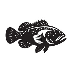 Simplistic Grouper silhouette, perfect for elegant fish designs - Grouper illustration - Minimalist Grouper vector - Fish silhouette
