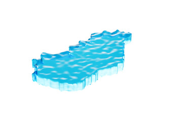 Water Ice Map Of Hungary Global Warming Melting Glacier In Deep Ocean Blue Water 3d Illustration