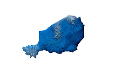 3d Deep Blue Water Niger Map Shaded Relief Texture Map 3d Illustration