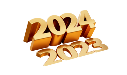 Golden 2024 Up And 2023 In The Bottom Change From 2023 To 2024 In New Year Holiday 3D Illustration