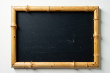 Obraz premium A Blank Dark Surface Enclosed in a Light Brown Bamboo Frame, Ready for Your Message or Design