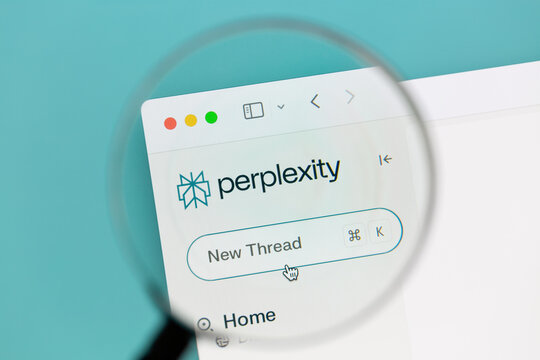 Ostersund, Sweden - Feb 22, 2025: Perplexity AI search engine website. Perplexity AI is a conversational search engine that uses large language models LLMs.