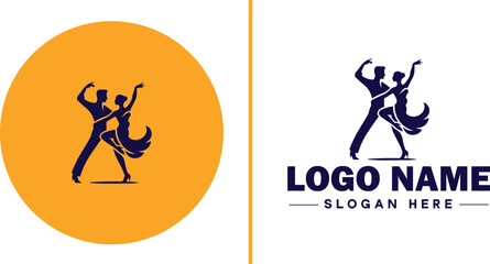 Salsa Dance Studio icon Latin dance academy Salsa school Tropical dance studio flat logo sign symbol editable vector