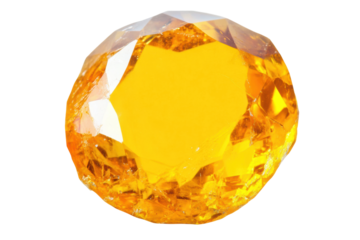 Radiant orange gem with shining facets, cut out