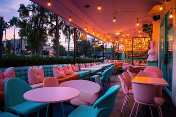 Celebrate Easter Sunday with festive decor and vibrant colors in a lively outdoor setting