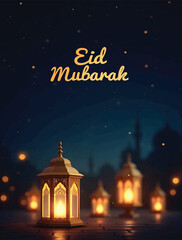 Eid Mubarak social media post and design.
