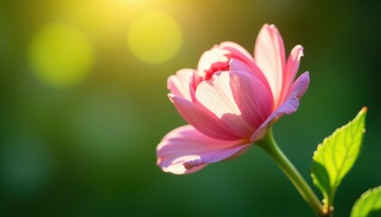 Naklejka premium delicate leaf and petal arrangement in morning sunlight, gentle, petals, flower