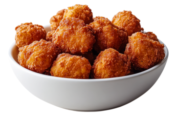 Deliciously crispy fried bites in a white bowl