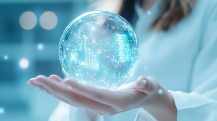 Innovative data visualization in a digital sphere office environment technology concept close-up view