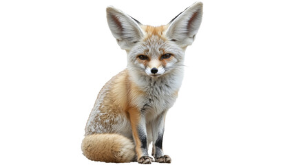 Fox with large ears sitting on a white background