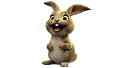 Joyful cartoon rabbit smiling brightly