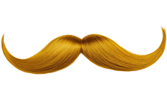 Gold mustache with stylish curves and shine, cut out