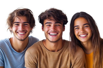 Friends smiling in a studio