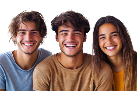 Friends smiling in a studio