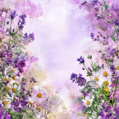 Obraz premium Wildflower watercolor flower background
