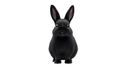 Black rabbit sitting on a white background