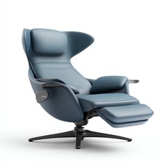 Stylish blue lounge chair with ergonomic design for ultimate comfort and relaxation.