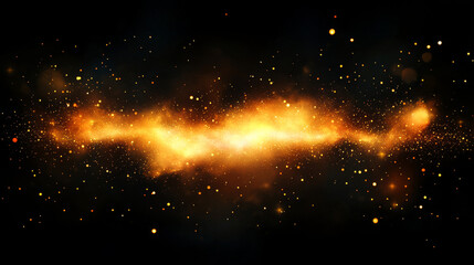Fototapeta premium Bright blaze of fire with sparkles png on transparent background. Realistic vector illustration of abstract explosion or space blast with multiple yellow and orange burning particles flying in air