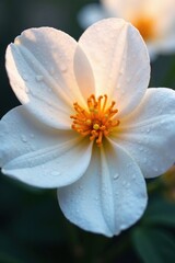 Fototapeta premium intricate droplets cling to white flower curves, curve, shine