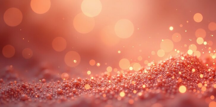 Soft focus rose gold dust background with subtle shimmer and haze, sophisticated, opulence