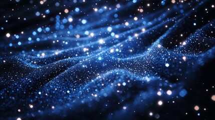 Twinkling Stars on a Canvas of Blue Waves in the Night Sky